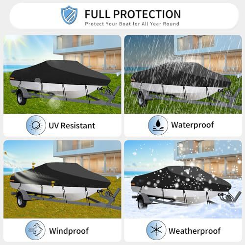 16-18FT：570cm*300cm Boat Cover Trailerable Marine Grade 210D grey