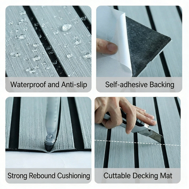 EVA Foam Boat Flooring Mat Decking Sheet 240*30*0.6cm Light Grey