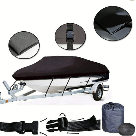 11-13ft Boat Cover Trailerable Marine Grade 600D Black