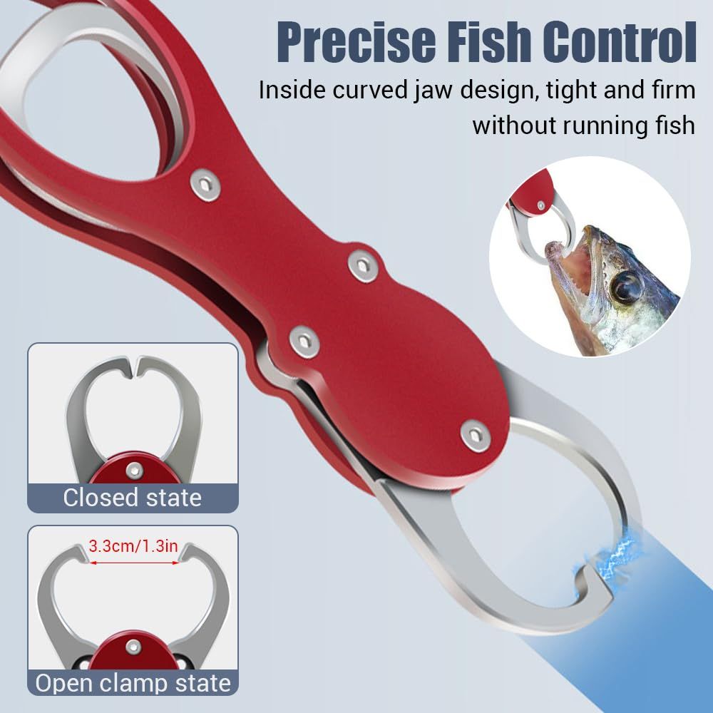 Aluminum Alloy Fish Lip Gripper with Scale| Red