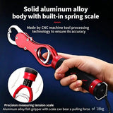 Aluminium Alloy Fish Control & Weighing Tool – Curved Jaw Anti-slip Lock, 18KG Instant Reading Scale | Blue