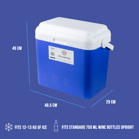 33L Portable Cooler Box Ice Chest for Picnic, Camping, Fishing, Caravan
