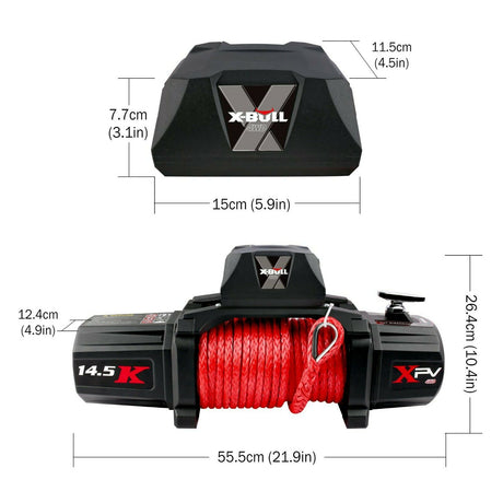 X-BULL Electric Winch 12V Synthetic Rope Wireless 14500LB Remote 4X4 4WD Boat