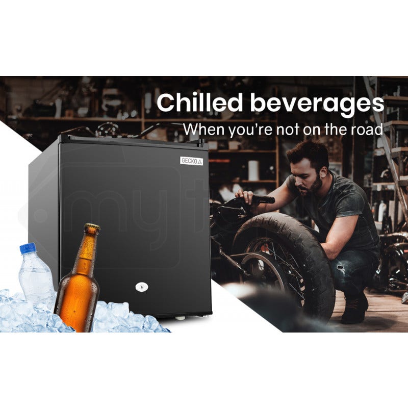 GECKO 57L Portable Camping Bar Fridge with Freezer 12V/24V, Black