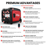 GENPOWER 6.2kW Peak 6.0kW Inverter Generator, Push Button & Remote Start, 15L Tank, Portable w/ Wheels, Camping, Backup