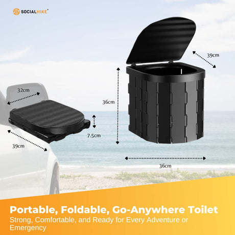 Social Hike Portable Folding Camping Toilet - Outdoor Lightweight Compact Potty