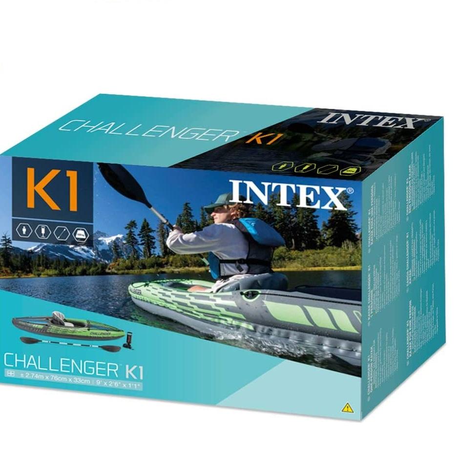 Intex Sports Challenger K1 Inflatable Kayak 1 Seat Floating Boat