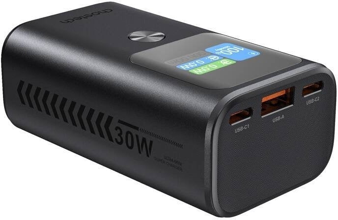 CHOETECH B701-GY 10000mAh PD30W USB-A + USB-C x 2, 3-Port & TFT Display Power Bank