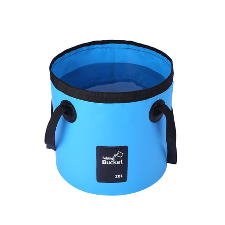 20L Portable Folding Bucket Water Container Camping Hiking Fishing Water Storage - Blue