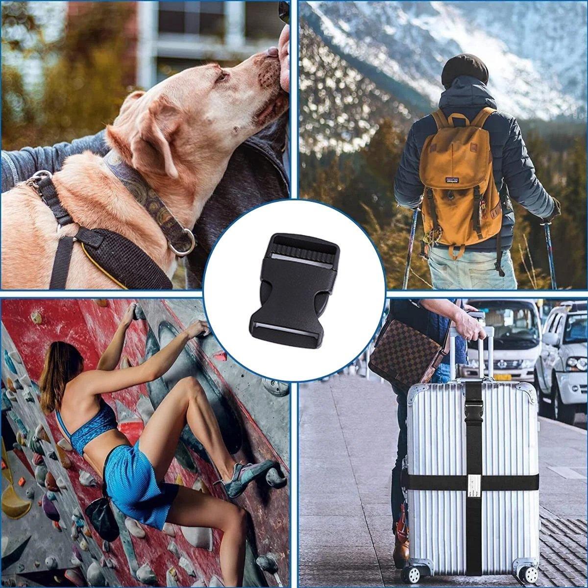 10pcs Black Plastic Buckle Clips 25mm