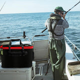 Portable Folding EVA Fishing Bucket Multi Use Live Fish Container with Strap - Black-35cm
