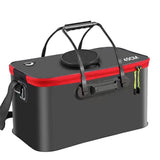Portable Folding EVA Fishing Bucket Multi Use Live Fish Container with Strap - Black-35cm