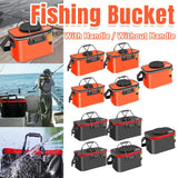Portable Folding EVA Fishing Bucket Multi Use Live Fish Container with Strap - Orange-50cm
