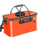 Portable Folding EVA Fishing Bucket Multi Use Live Fish Container with Strap - Orange-50cm