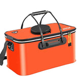 Portable Folding EVA Fishing Bucket Multi Use Live Fish Container with Strap - Orange-50cm