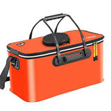Portable Folding EVA Fishing Bucket Multi Use Live Fish Container with Strap - Orange-50cm