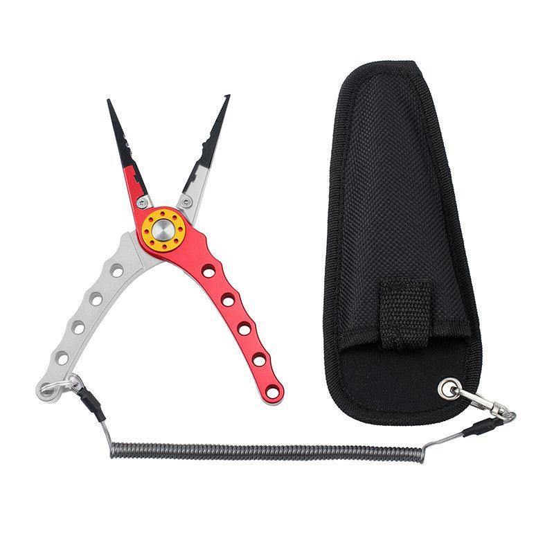 Aluminium Fishing Pliers Hook Remover Line Cutter Braid Mono Split Ring Fish Grip - Blue+Red