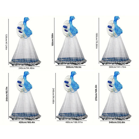 Frisbee Hand Casting Fishing Net Easy Throw Bait Net Swinging Tackle Gear - 360cm