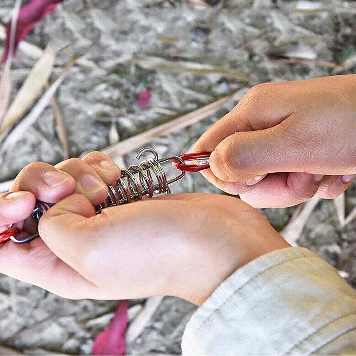 1-15PCS Outdoor Camping Tent Spring Wind Rope Buckle Fix Hook Buckles Silver Red - 10pair