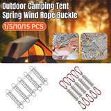 1-15PCS Outdoor Camping Tent Spring Wind Rope Buckle Fix Hook Buckles Silver Red - 10pcs
