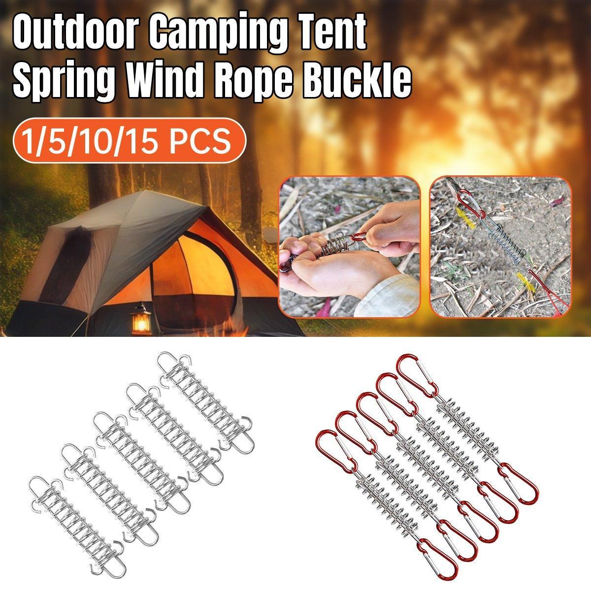 1-15PCS Outdoor Camping Tent Spring Wind Rope Buckle Fix Hook Buckles