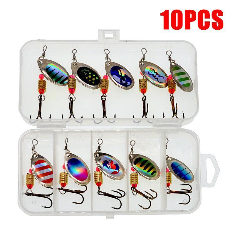 10/16PCS Fishing Lure Spinners Baits Spoon Set with Tackle Bag Trout Bass Tackle - A(16PCS)