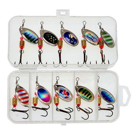 10/16PCS Fishing Lure Spinners Baits Spoon Set with Tackle Bag Trout Bass Tackle - A(16PCS)