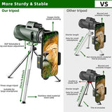 High Power Hd Monocular With Night Vision Clip & Tripod - 40X60