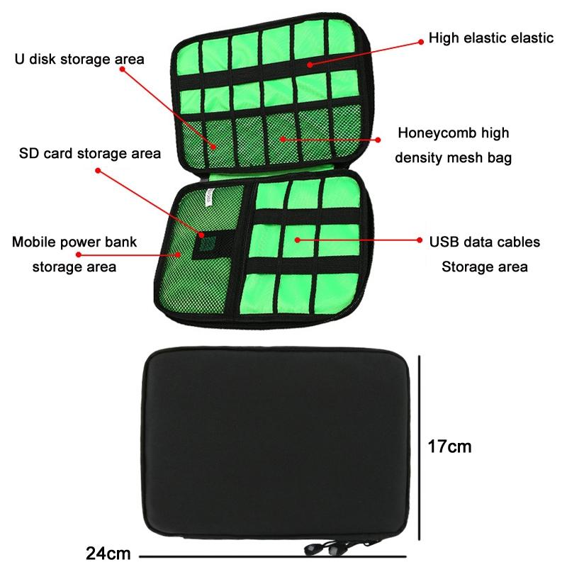 Portable Multifunctional U Disk Storage Bag For Mobile Phone Accessories - Green