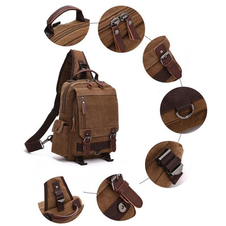 Blue Canvas Chest Bag For Outdoor Travel Lightweight