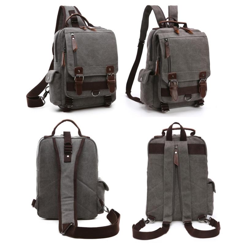 Blue Canvas Chest Bag For Outdoor Travel Lightweight