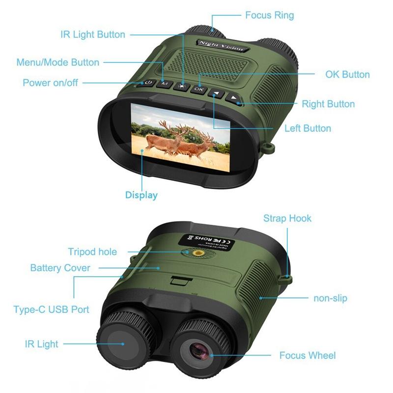 3 Digital Night Vision Binoculars with 3 Ips Screen - Black