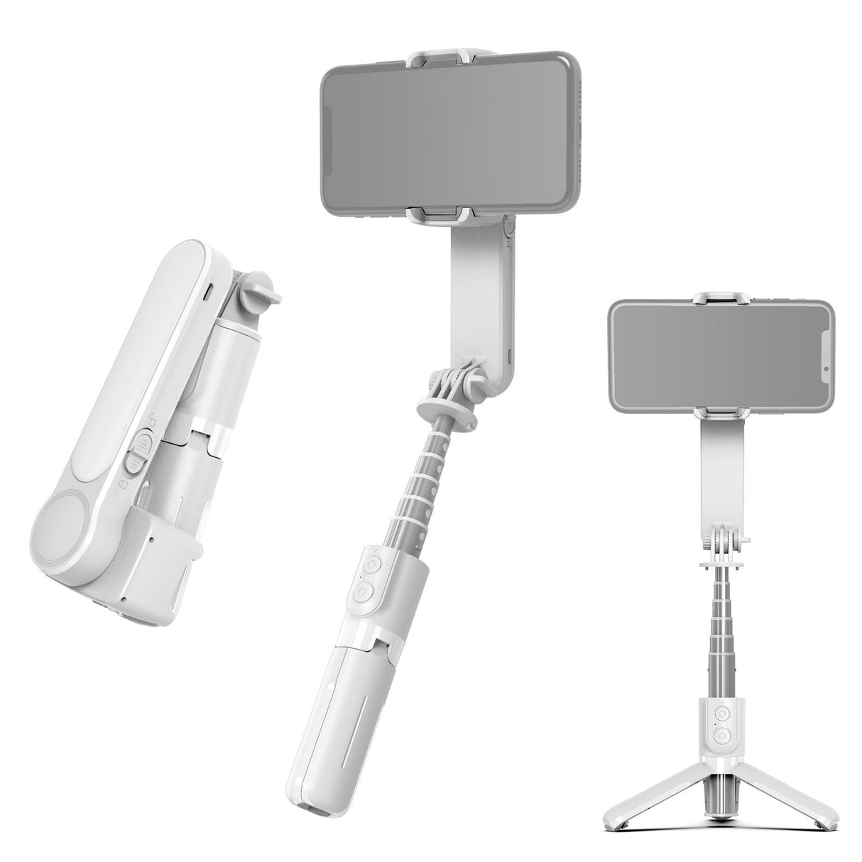 Mini Folding Gimbal Stabilizer with Tripod - White