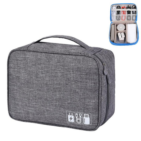 Versatile Cationic Digital Storage Bag For Data Cables - Grey