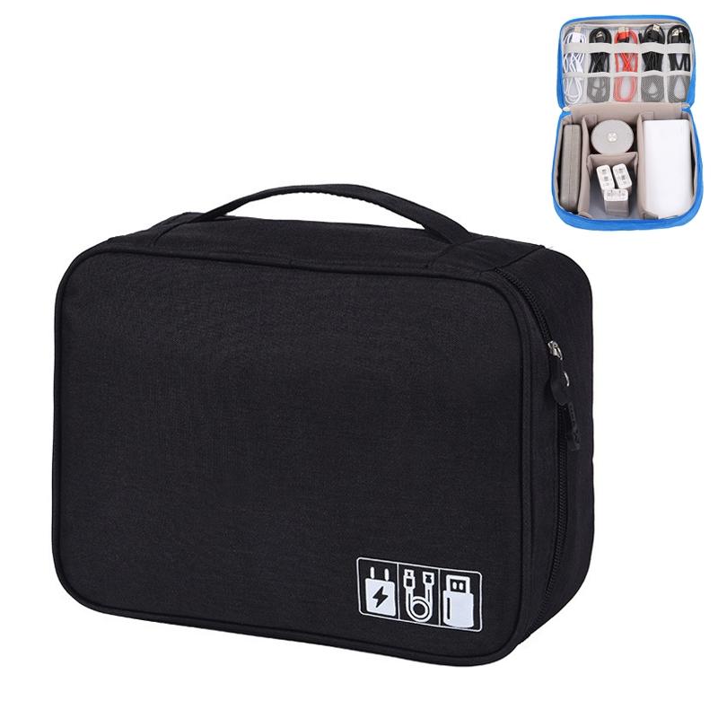 Versatile Cationic Digital Storage Bag For Data Cables - Grey