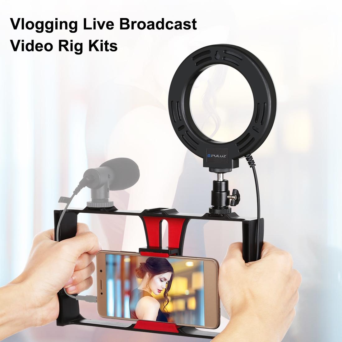 Broadcaster Rig Vlogging Live Broadcast Smartphone Video Rig With 4.7 Inch Ring Led Se