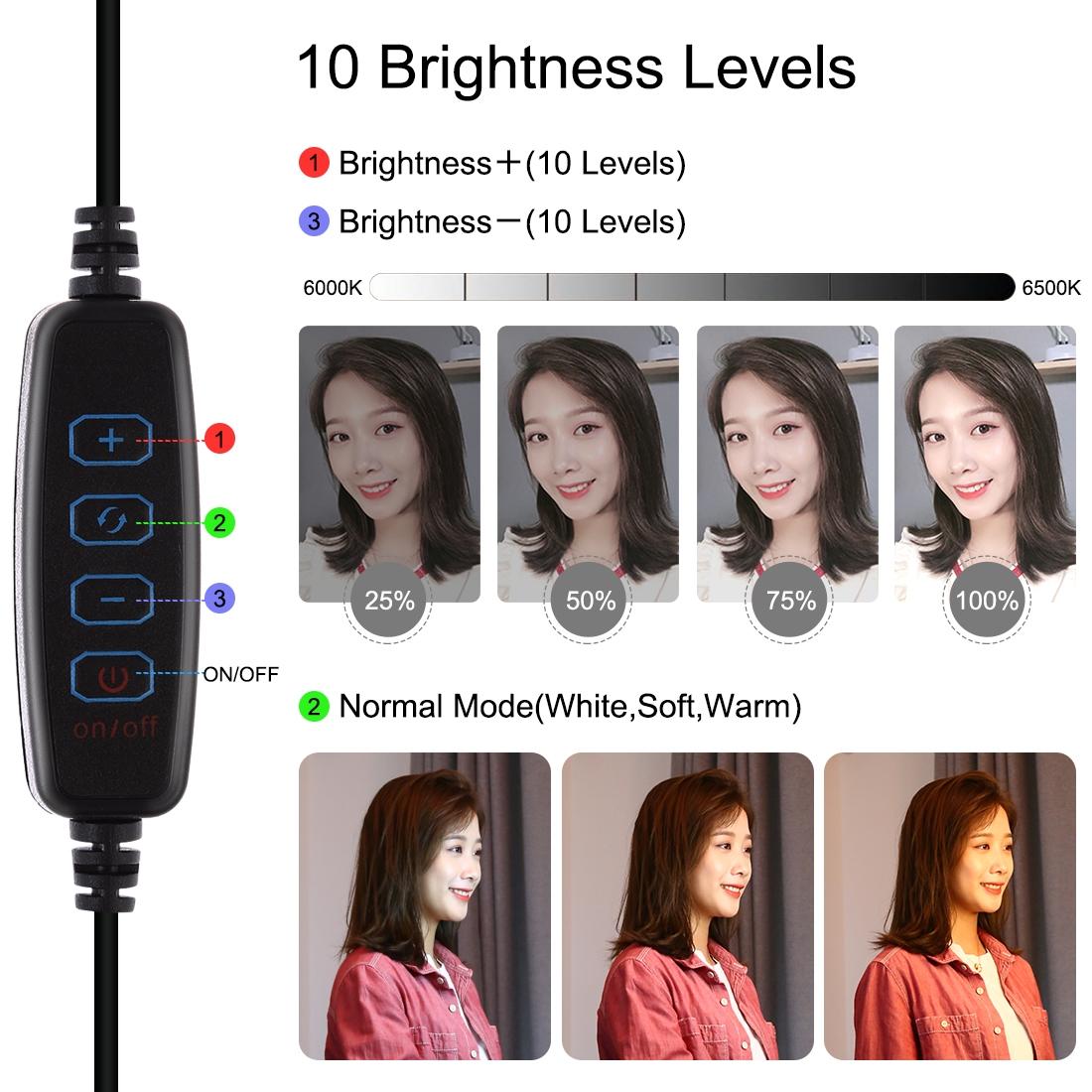 Vlogging Live Broadcast Smartphone Video Rig With 4.7 Inch Ring Led Selfie Light Kit And Cold Shoe Tripod Head - Blue