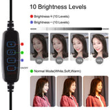 Vlogging Live Broadcast Smartphone Video Rig With 4.7 Inch Ring Led Selfie Light Kit And Cold Shoe Tripod Head - Blue
