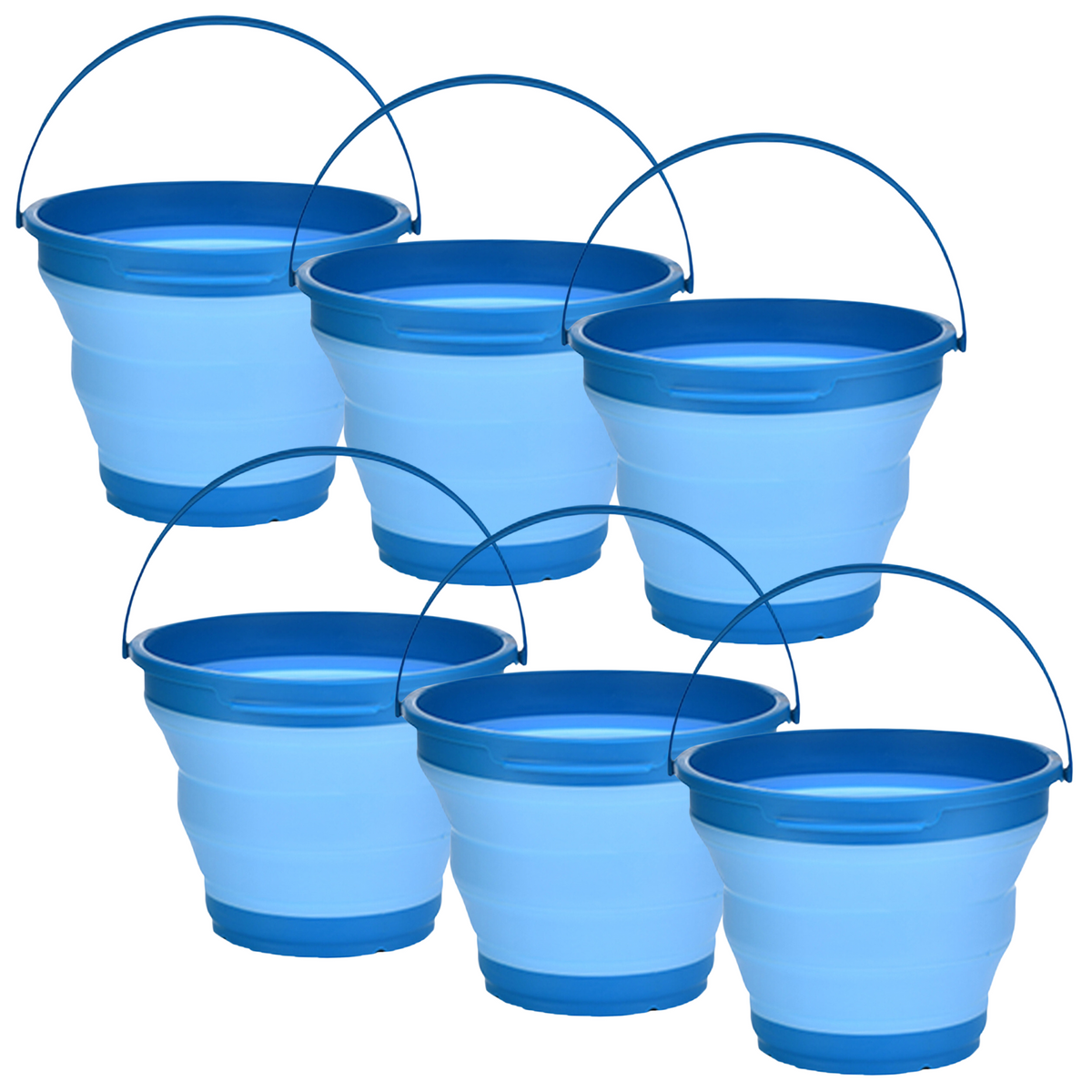 6x 7L Foldable Collapsible Silicone Bucket for Home/Hiking/Camping/Fis