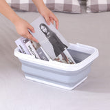 6x 9L Collapsible Laundry Folding Basket Wash Clothes w Handles Bin - Grey/White