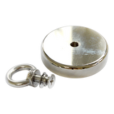 Round Neodymium Fishing Magnet with Countersunk Hole and Eyebolt, 500 LBS pull