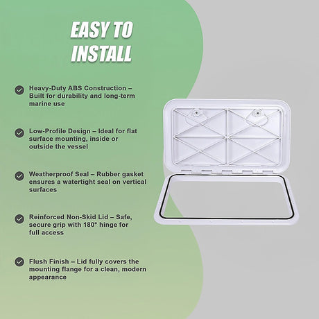 606 x 353mm White Boat Access Hatch – Marine Deck Inspection Lid for Boat, Yacht & RV Use