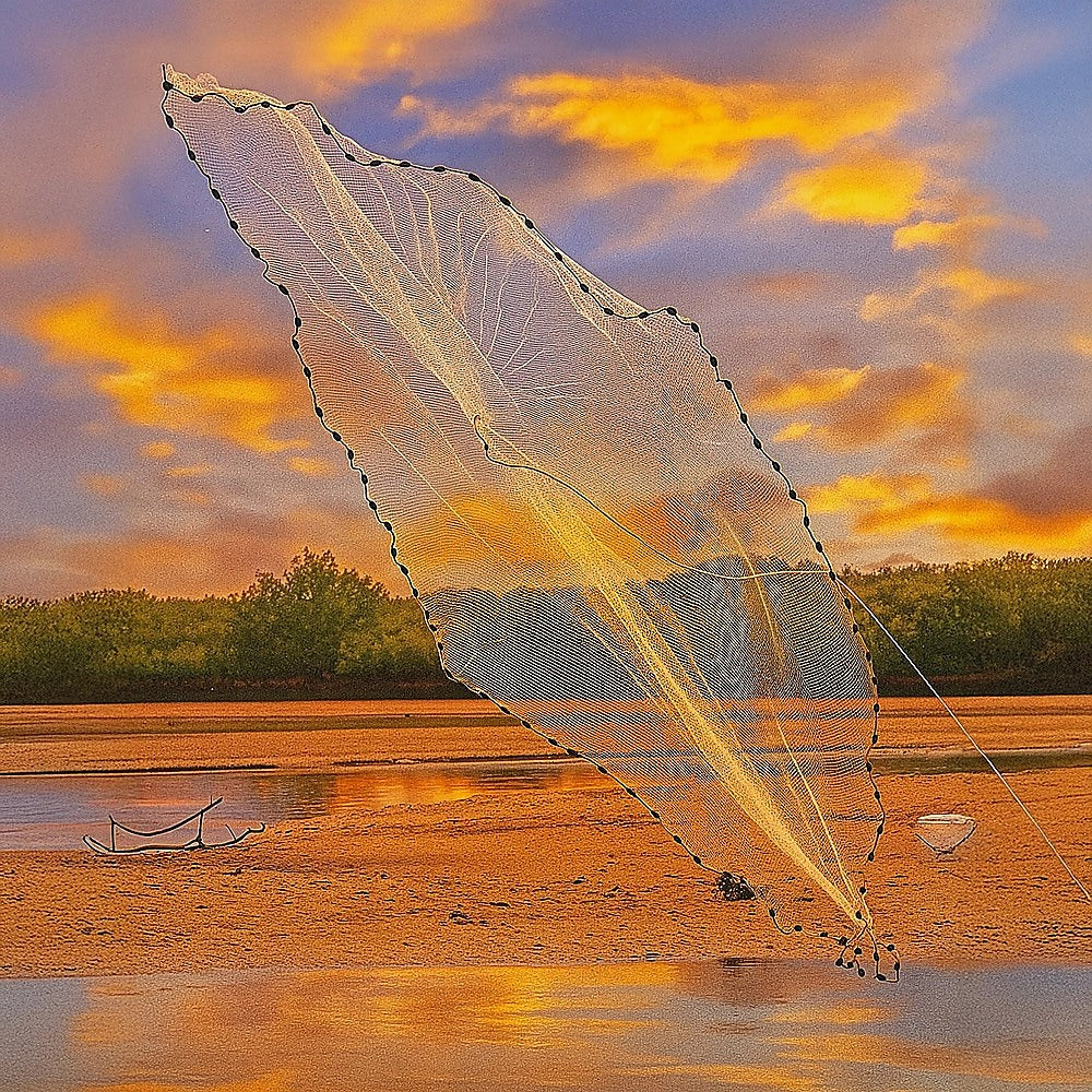 3m Nylon Fishing Cast Net â€“ Quick Throw Mesh with Chain Weights & Drawstring