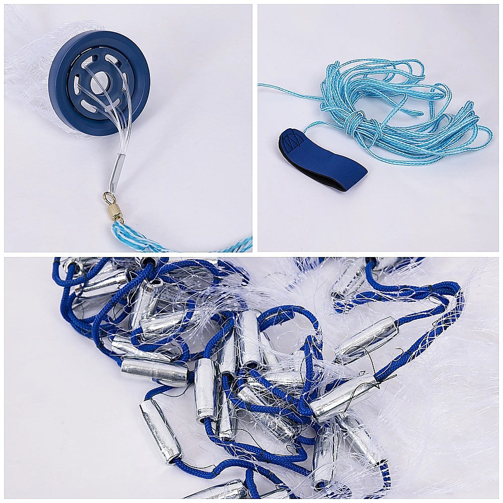 3m Nylon Fishing Cast Net â€“ Quick Throw Mesh with Chain Weights & Drawstring