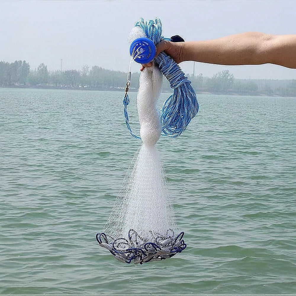 3m Nylon Fishing Cast Net â€“ Quick Throw Mesh with Chain Weights & Drawstring