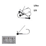 Vike 1/8 oz Weedless Round Jig Head with a Size 2/0 Hook Tungsten, 3 pack