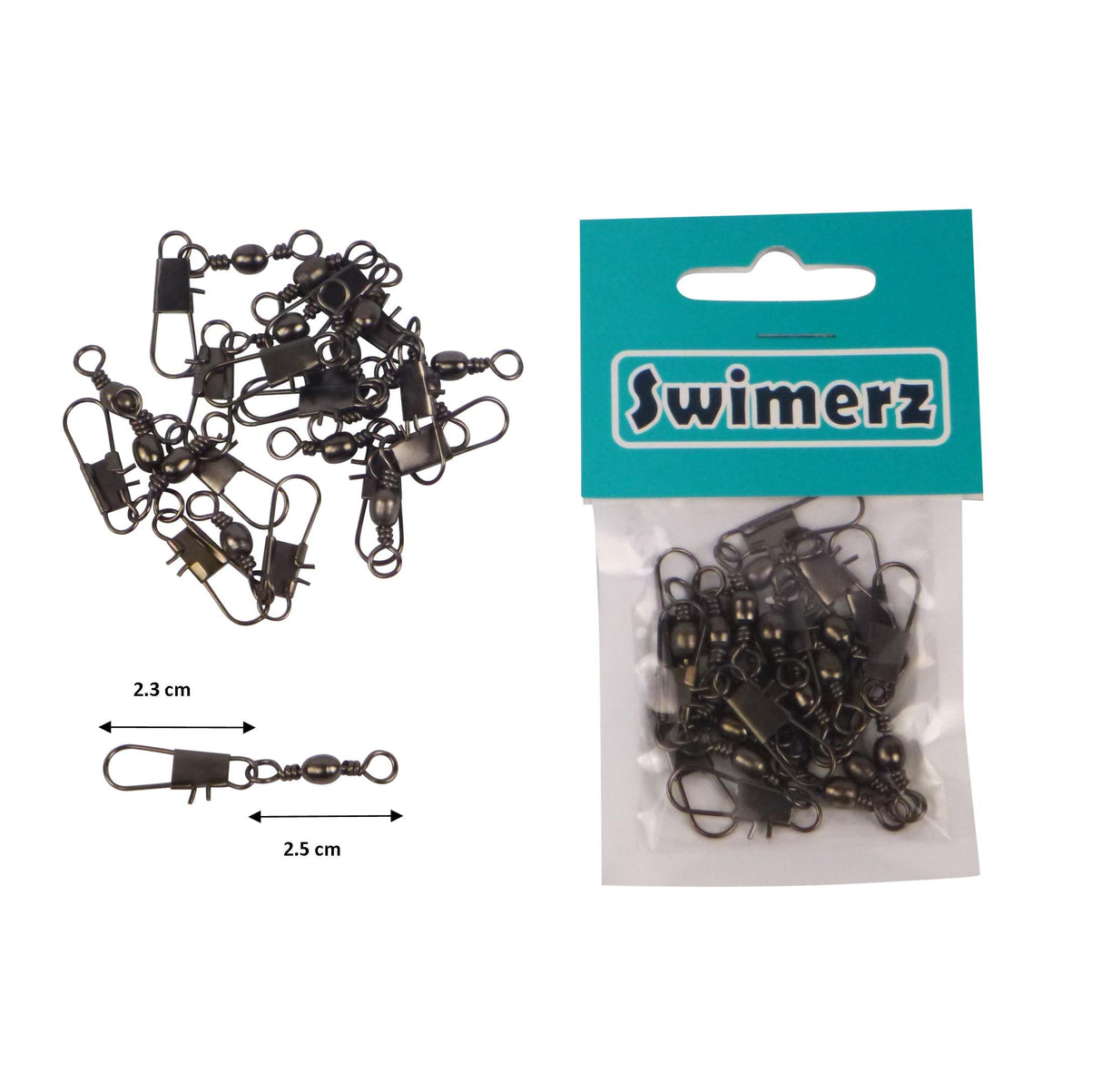 Swimerz Barrel Swivel w Interlock Snap, Size 4, 15 pack