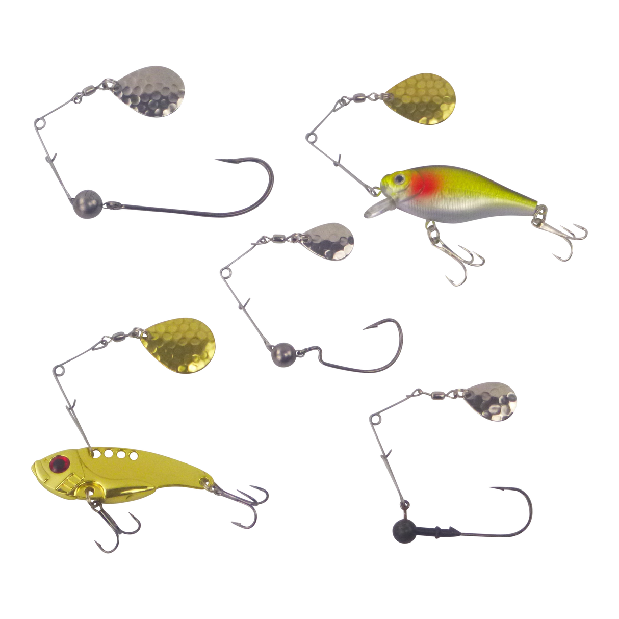 Swimerz Jig Spinner, Large, Hammered Brass, 5 Pack