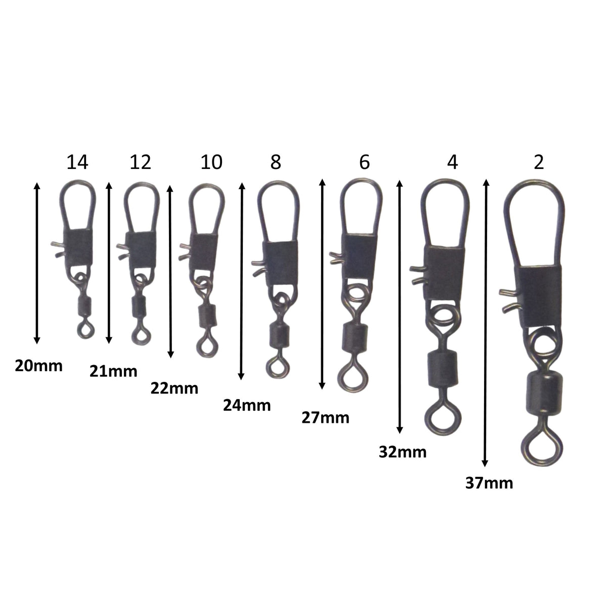 Swimerz Rolling Swivel w Interlock Snap, Size 8, 45 pack