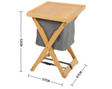 Foldable Wooden Laundry Cart with Detachable Fabric Storage Bag – Walnut Color 45x37x53cm